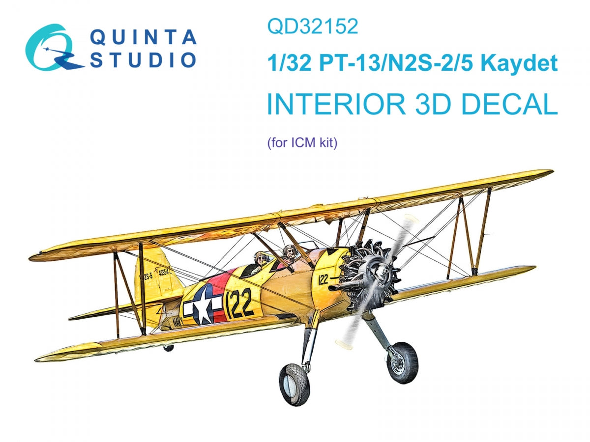 Quinta Studio QD32152 PT-13/N2S-2/5 Kaydet 3D-Printed &amp; colored Interior on decal paper (ICM) 1/32