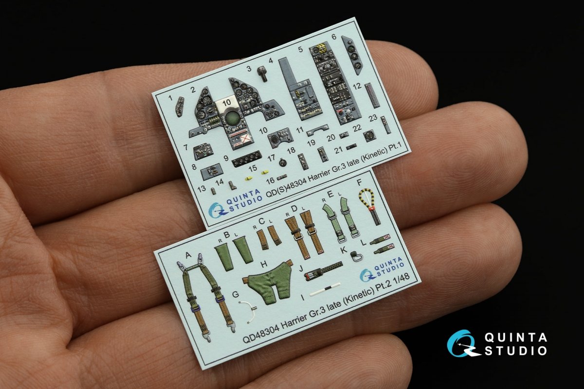 Quinta Studio QD48304 Harrier Gr.3 late 3D-Printed &amp;amp; colored Interior on decal paper (Kinetic) 1/48 – Bild 8