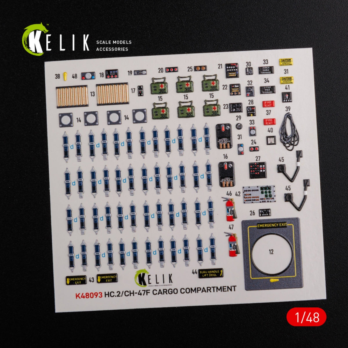 KELIK K48093 CH-47F interior 3D decals for Italeri kit 1/48 – image 2