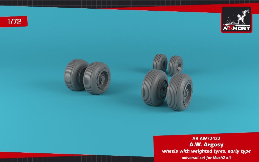 Armory Models AW72422 AW Argosy wheels w/ weighted tires, early version 1/72