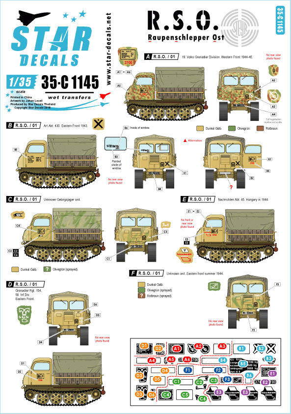 Star Decals 35-C1145 RSO / 01 - Raupenschlepper Ost. 1/35