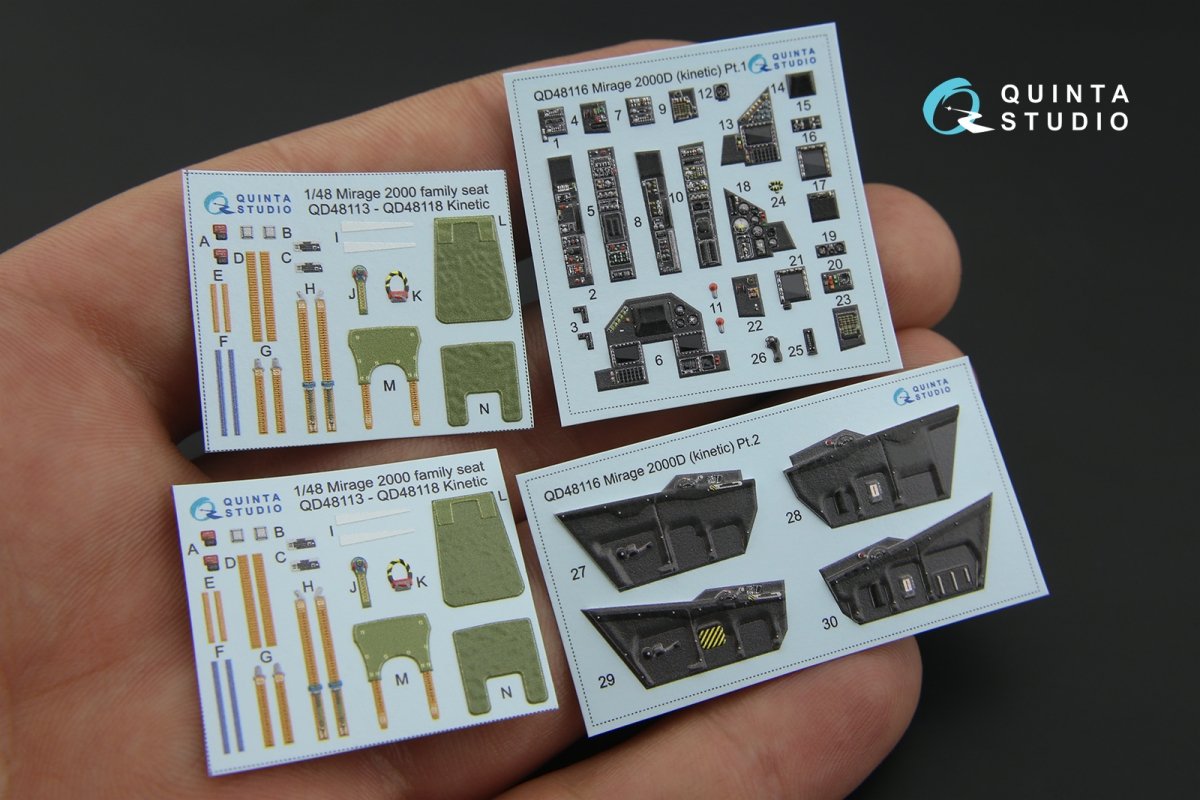 Quinta Studio QD48116 Mirage 2000D 3D-Printed &amp;amp; colored Interior on decal paper (for Kinetic kit) 1/48 – image 3