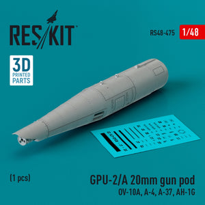 RESKIT RS48-0475 GPU-2/A 20mm gun pod (1 pcs) (3D Printed) 1/48