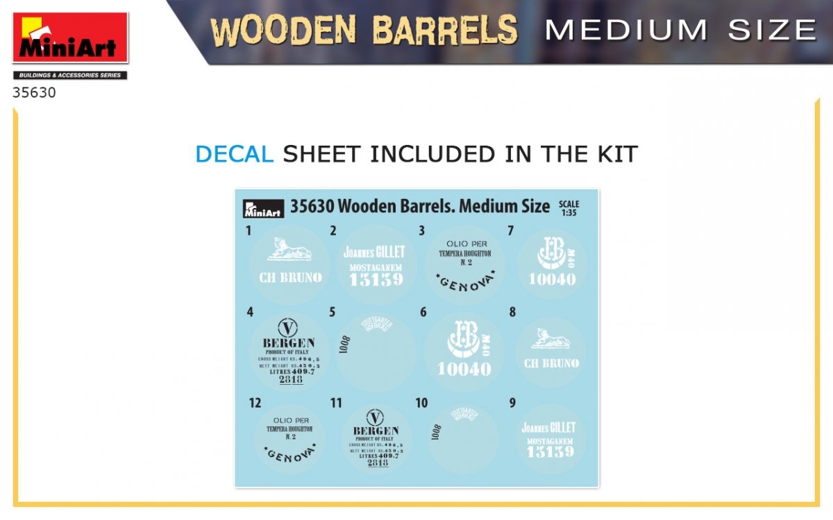 MiniArt 35630 Wooden Barrels. Medium Size 1/35 – obrázek 3