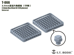 ET Model T-066 2.0mm Hex Rivet (120 pieces) (rivets)