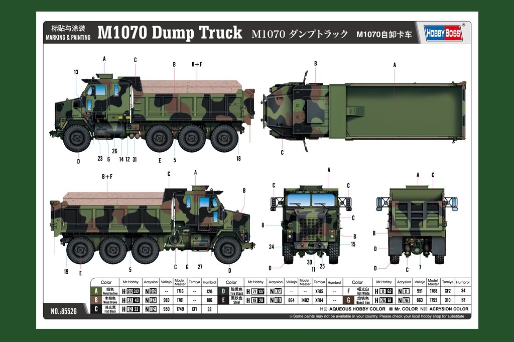 Hobby Boss 85526 M1070 Dump Truck 1/35 – zdjęcie 4