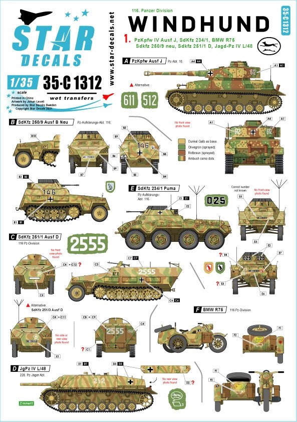 Star Decals 35-C1312 Windhund #1 1/35