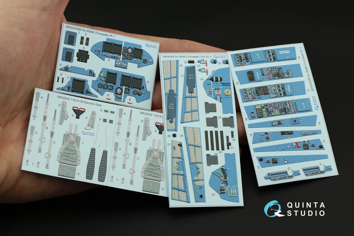 Intérieur imprimé en 3D et coloré sur papier décalcomanie Quinta Studio QD32095 Su-30SM (conversion pour Trumpeter Su-30MKK) 1/32  – image 11