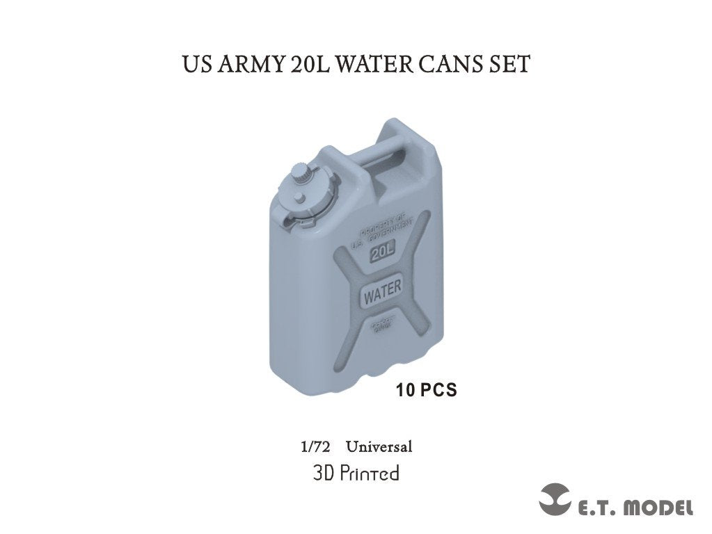 Ensemble de bidons d'eau de 20 L de l'armée américaine ET Model P72-003 (impression 3D) à l'échelle 1/72