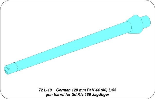 Aber 72L-19 128mm PaK 44 (80) L/55 gun barrel for Sd.Kfz.186 Jagdtiger / German 128mm PaK 44 (80) L/55 gun barrel for Sd.Kfz.186 Jagdtiger 1/72 – imagen 5