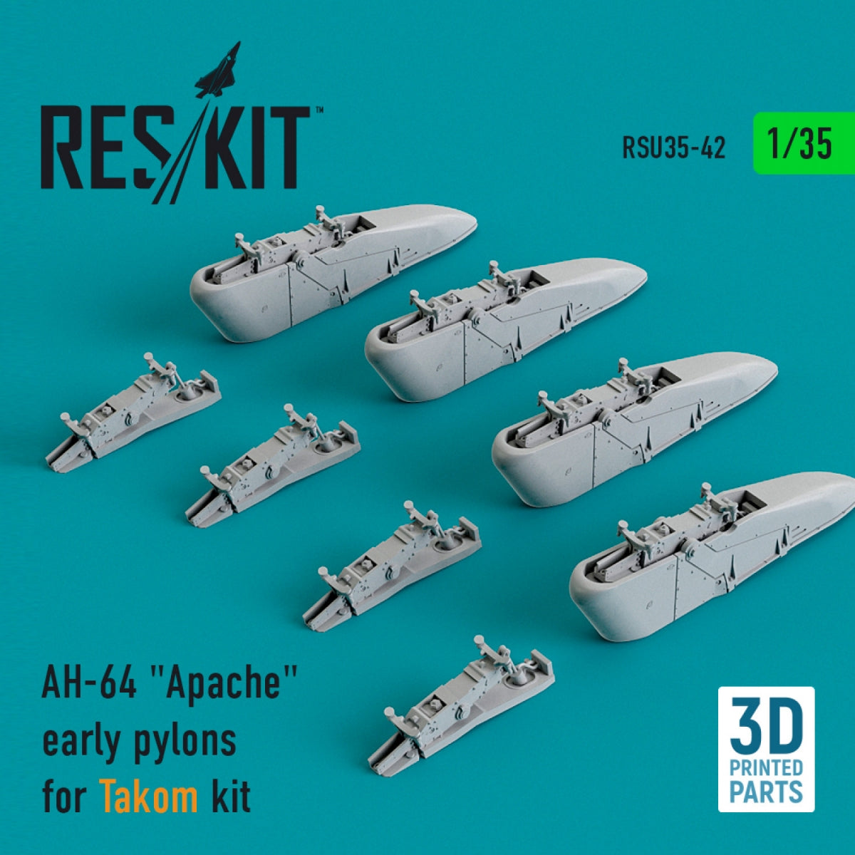 RESKIT RSU35-0042 AH-64 &amp;quot;APACHE&amp;quot; EARLY PYLONS FOR TAKOM KIT (3D PRINTED) 1/35