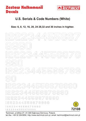 Techmod 72108 - U.S. Serial &amp;amp; Code Numbers 1/72 – zdjęcie 2