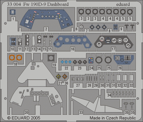 Eduard 33004 Fw 190D-9 dashboard HASEGAWA 1/32