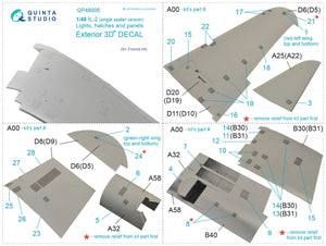 Quinta Studio QP48005 IL-2 (single seater) lights, hatches and panels (Zvezda) 1/48 – Bild 9