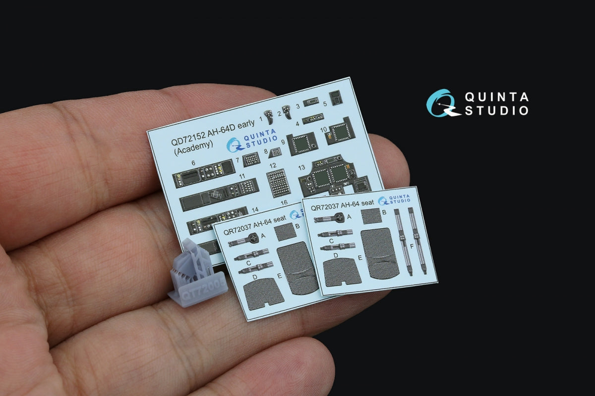 Quinta Studio QD+72152 AH-64D early 3D-Printed colored Interior on decal paper (Academy)(with 3D-printed resin part) 1/72 – Bild 3