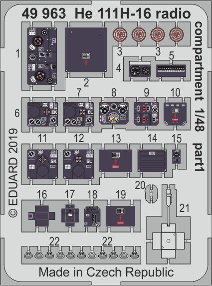 Eduard 49963 He 111H-16 compartiment radio 1/48 ICM