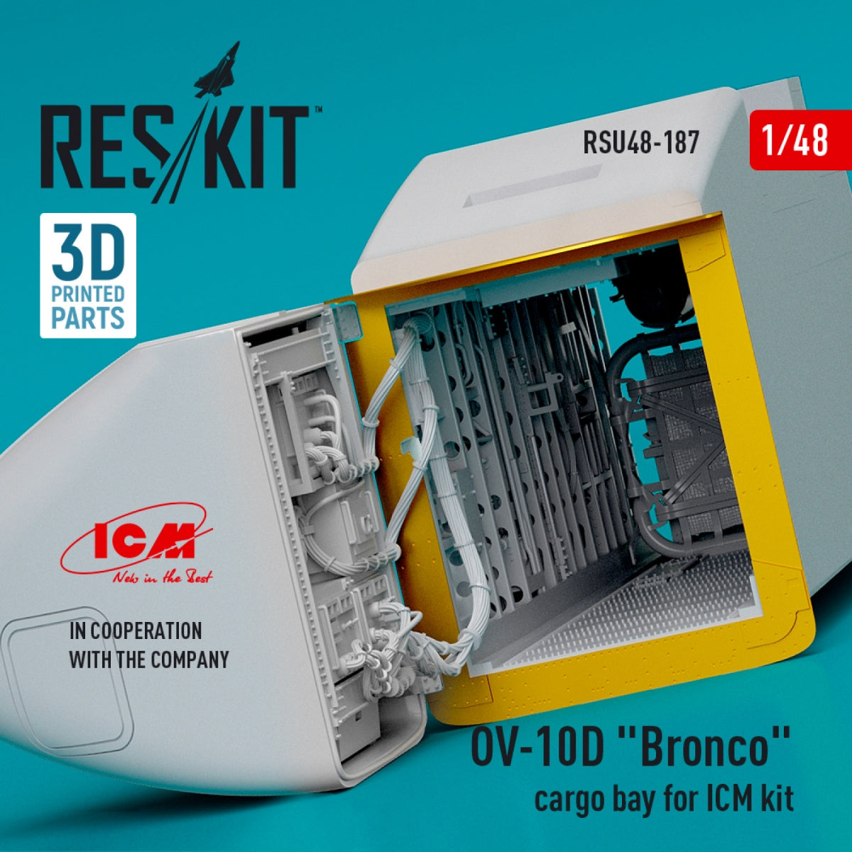 RESKIT RSU48-0187 OV-10D &amp;quot;Bronco&amp;quot; cargo bay for ICM kit (3D Printed) 1/48