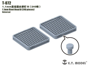 ET Model T-072 1.1mm Rivet Head B (240 pieces) (rivets)