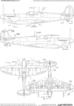 HobbyDecal ST32005V1 Spitfire Stencils ver 1 1/32 – image 2