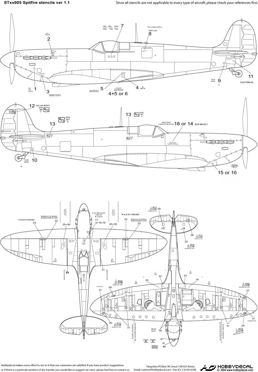 HobbyDecal ST32005V1 Spitfire Stencils ver 1 1/32 – image 2