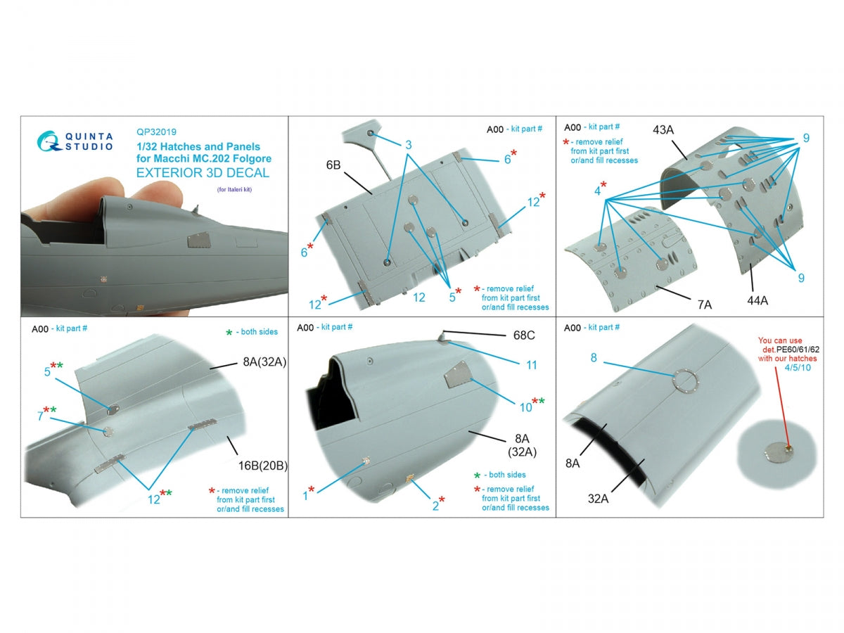 Quinta Studio QP32019 Hatches and Panels for Macchi Mc. 202 Folgore (Italeri) 1/32 – image 2