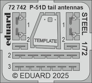 Eduard 72742 P-51D tail antennas STEEL 1/72