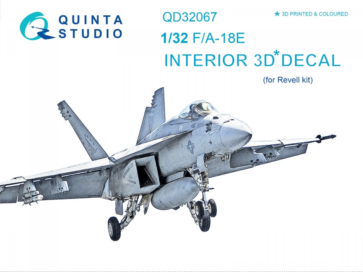Quinta Studio QD32067 F/A-18E 3D-Printed &amp;amp; colored Interior on decal paper (for Revell kit) 1/32