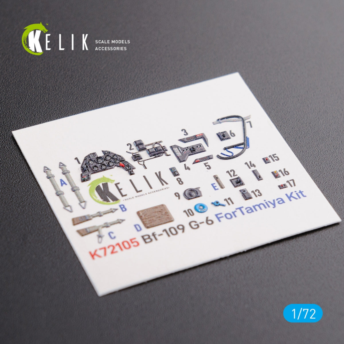 KELIK K72105 BF109 G-6 interior 3D decals for Tamiya kit 1/72