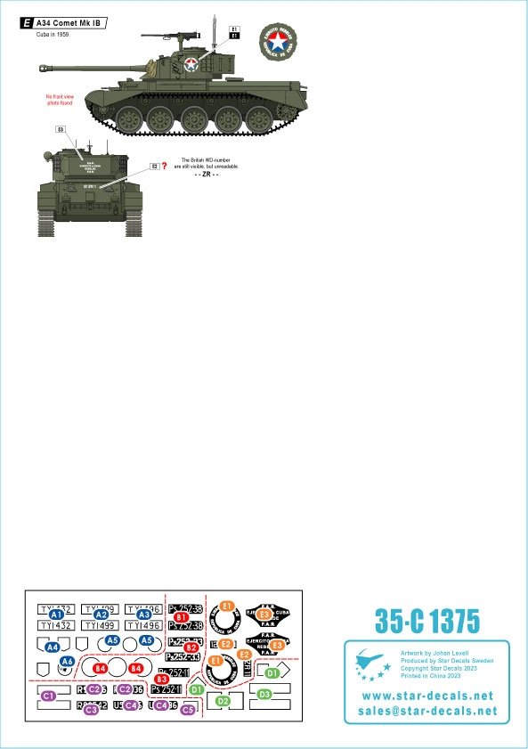Star Decals 35-C1375 A34 Comet Post-war operators 1/35 – zdjęcie 2