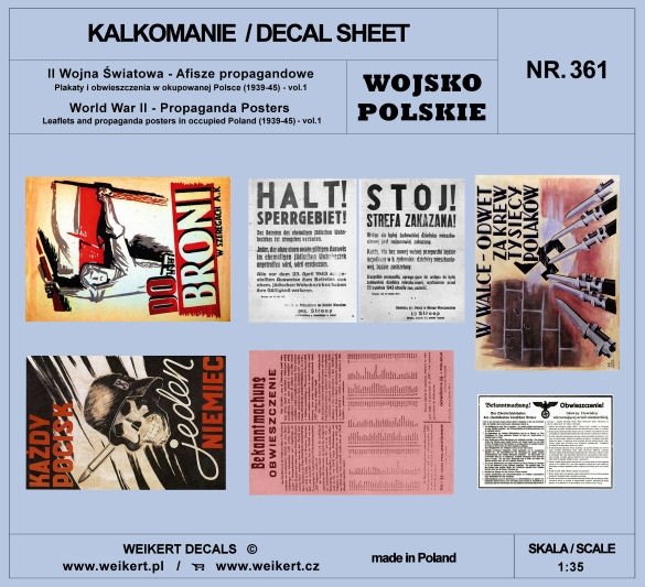 Weikert Decals DEC361 Propaganda Posters - Posters and Announcements in Occupied Poland (1939-45) - vol.1 1/35