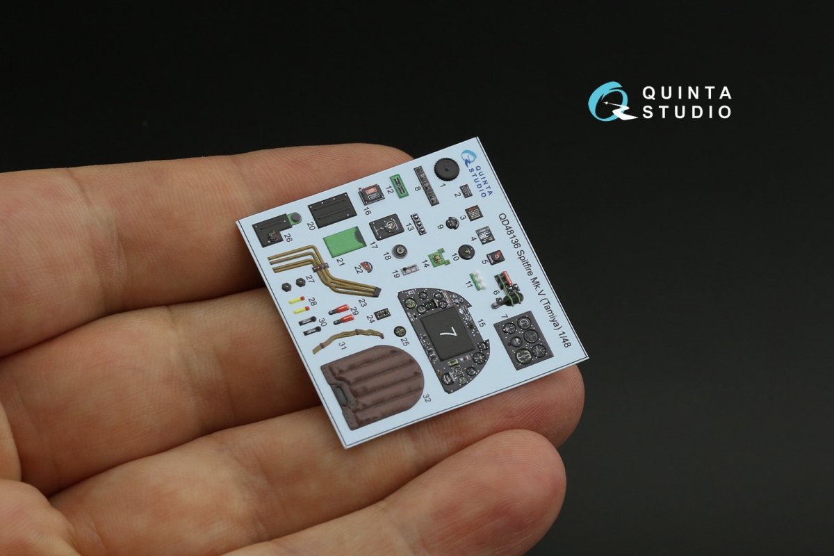Quinta Studio QD48136 Spitfire Mk.V 3D-Printed &amp;amp; colored Interior on decal paper (Tamiya) 1/48 – immagine 6