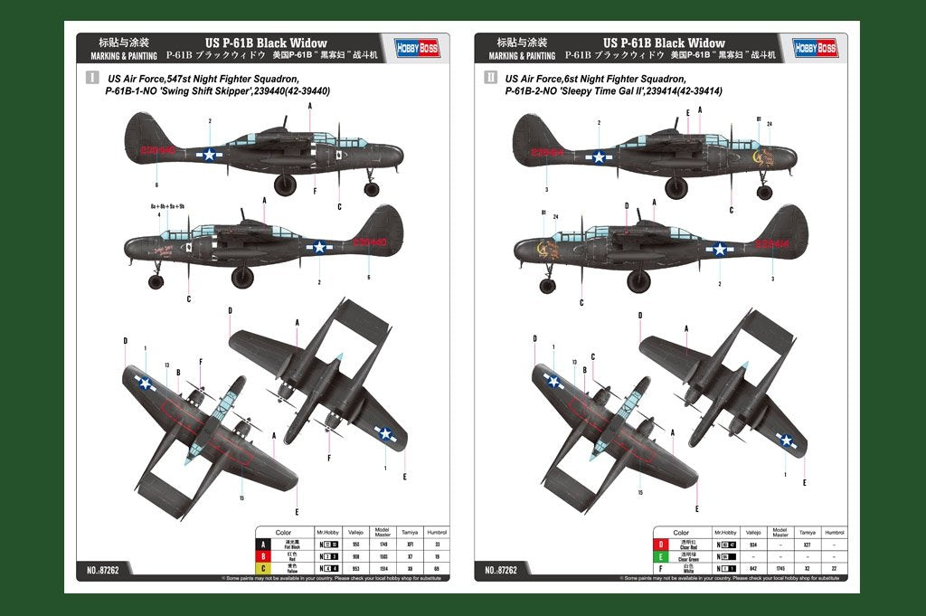 Hobby Boss 87262 US P-61B Black Widow 1/72 – obrázek 3