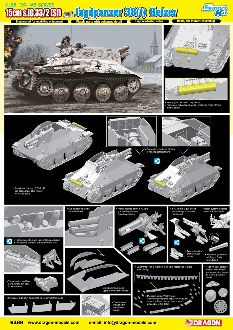 Dragon 6489 15cm s.IG.33/2(Sf) auf Jagdpanzer 38(t) Hetzer 1/35 – immagine 2