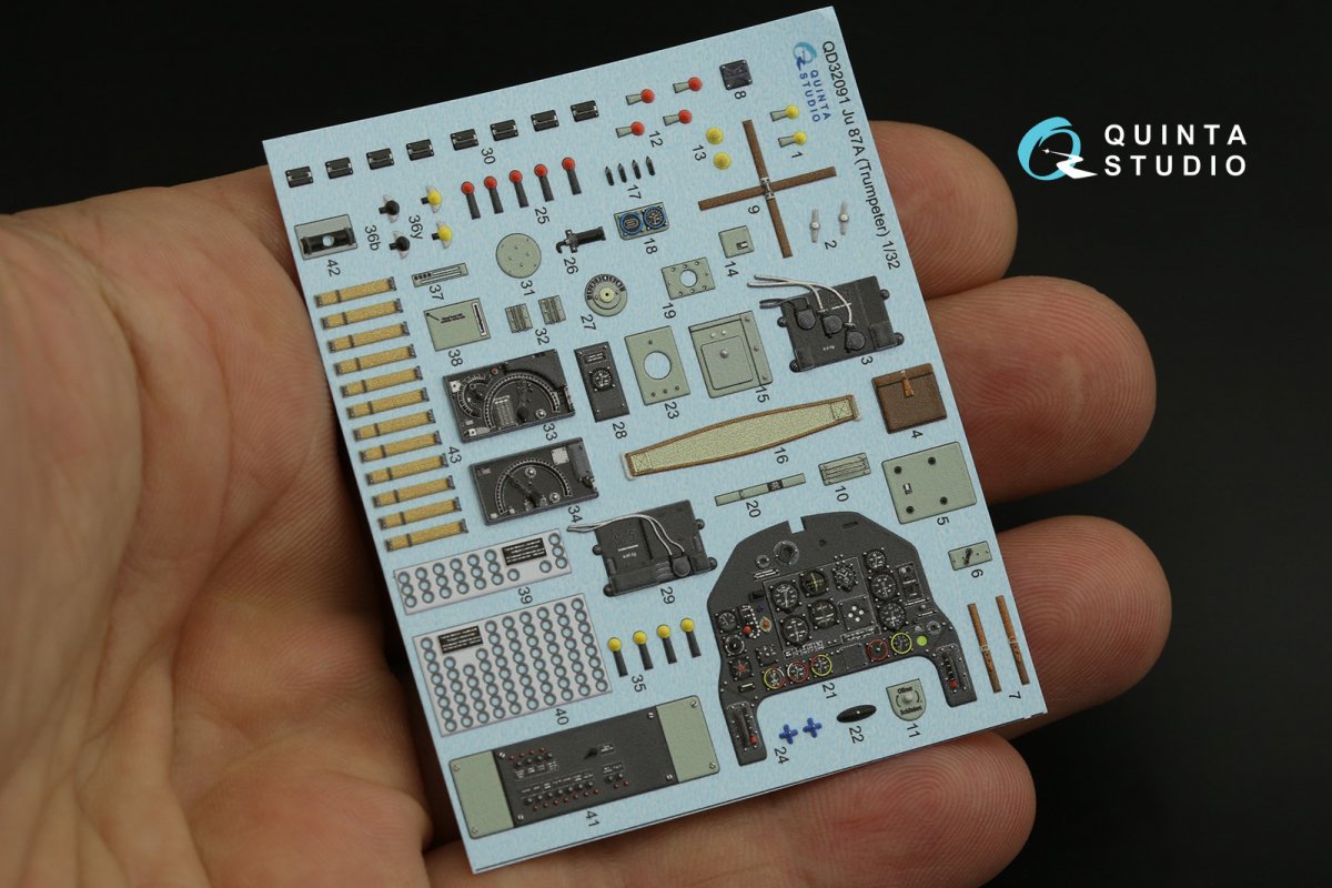 Quinta Studio QD32091 Ju 87A 3D-Printed &amp;amp; colored Interior on decal paper (Trumpeter) 1/32 – image 3