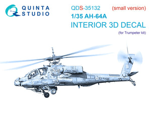 Quinta Studio QDS-35132 AH-64A 3D-Printed colored Interior on decal paper (Trumpeter) (Small version) 1/35