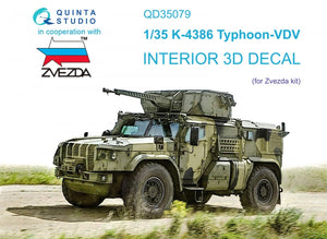 Quinta Studio QD35079 K-4386 Typhoon VDV 3D-Printed &amp;amp; colored Interior on decal paper (Zvezda) 1/35