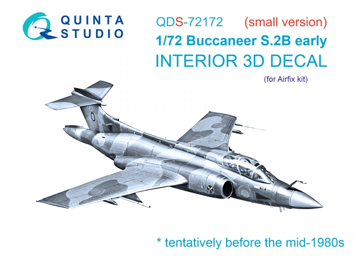 Quinta Studio QDS-72172 Blackburn Buccanneer S.2B Early 3D-Printed &amp;amp; colored Interior on decal paper (Airfix) (small version) 1/72