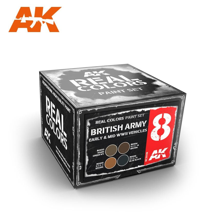 AK Interactive RCS008 BRITISH ARMY EARLY &amp; MID WWII VEHICLES SET (4x10ml)