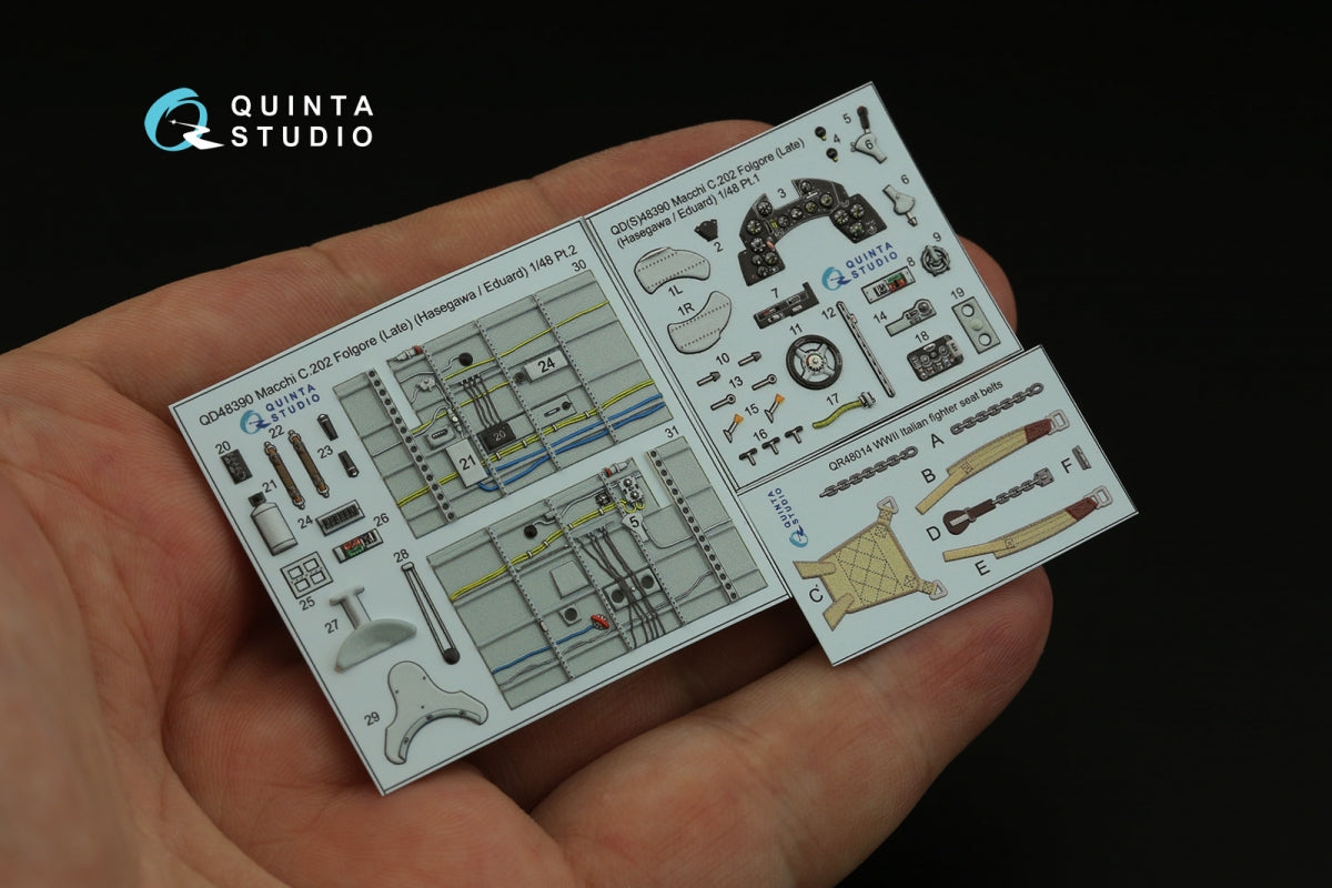 Quinta Studio QD48390 Macchi C.202 Folgore Late 3D-Printed &amp;amp; colored Interior on decal paper (Hasegawa/Eduard) 1/48 – immagine 3