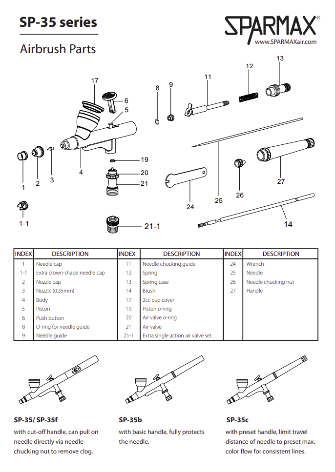Sparmax SP-35B Airbrush - Nozzle 0.35 mm – image 2