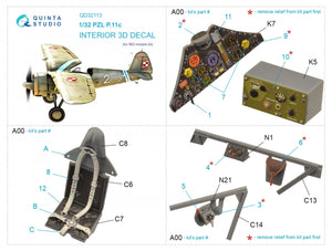 Quinta Studio QD32113 PZL P.11c 3D-Printed &amp;amp; colored Interior on decal paper (IBG model) 1/32 – image 2