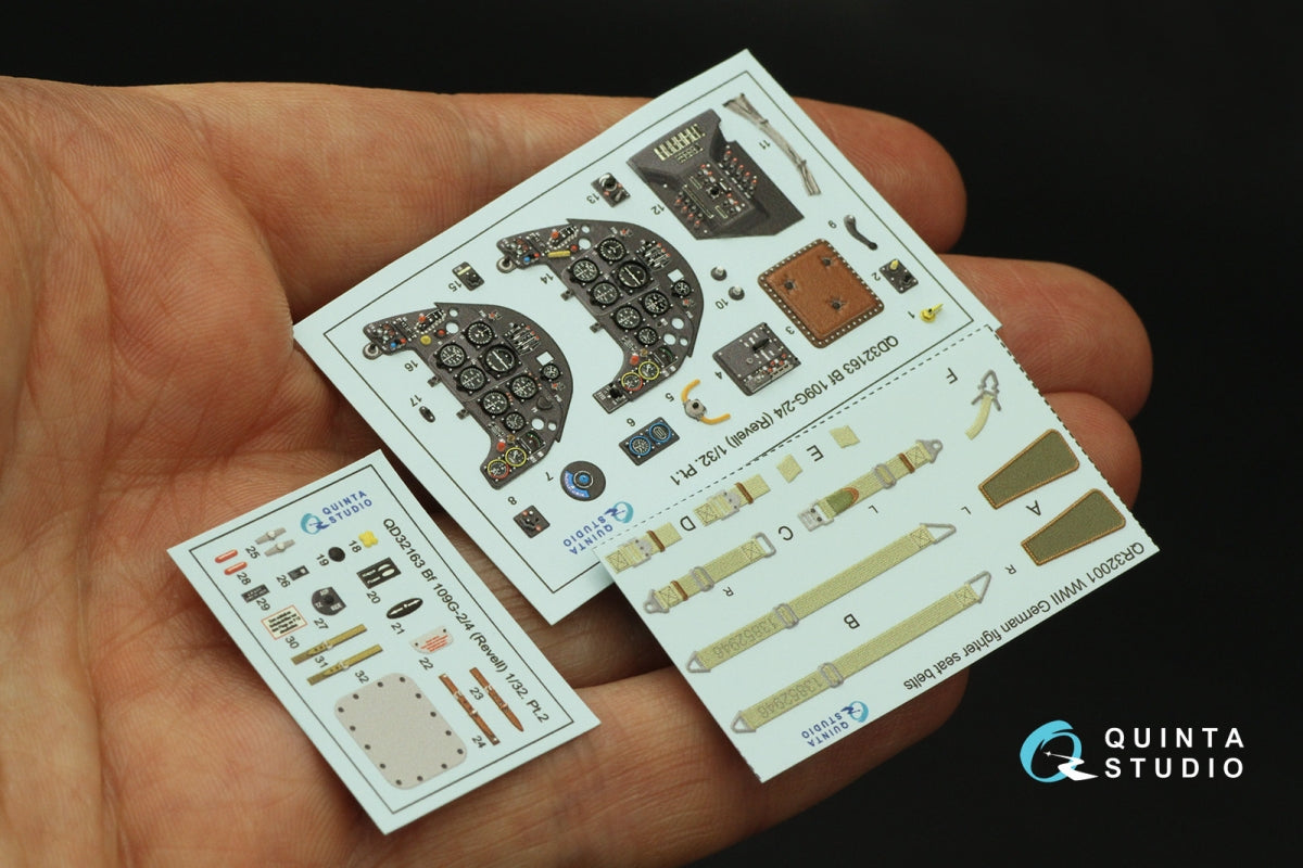 Quinta Studio QD32163 Bf 109G-2/4 3D-Printed &amp;amp; colored Interior on decal paper (Revell) 1/32 – Bild 6