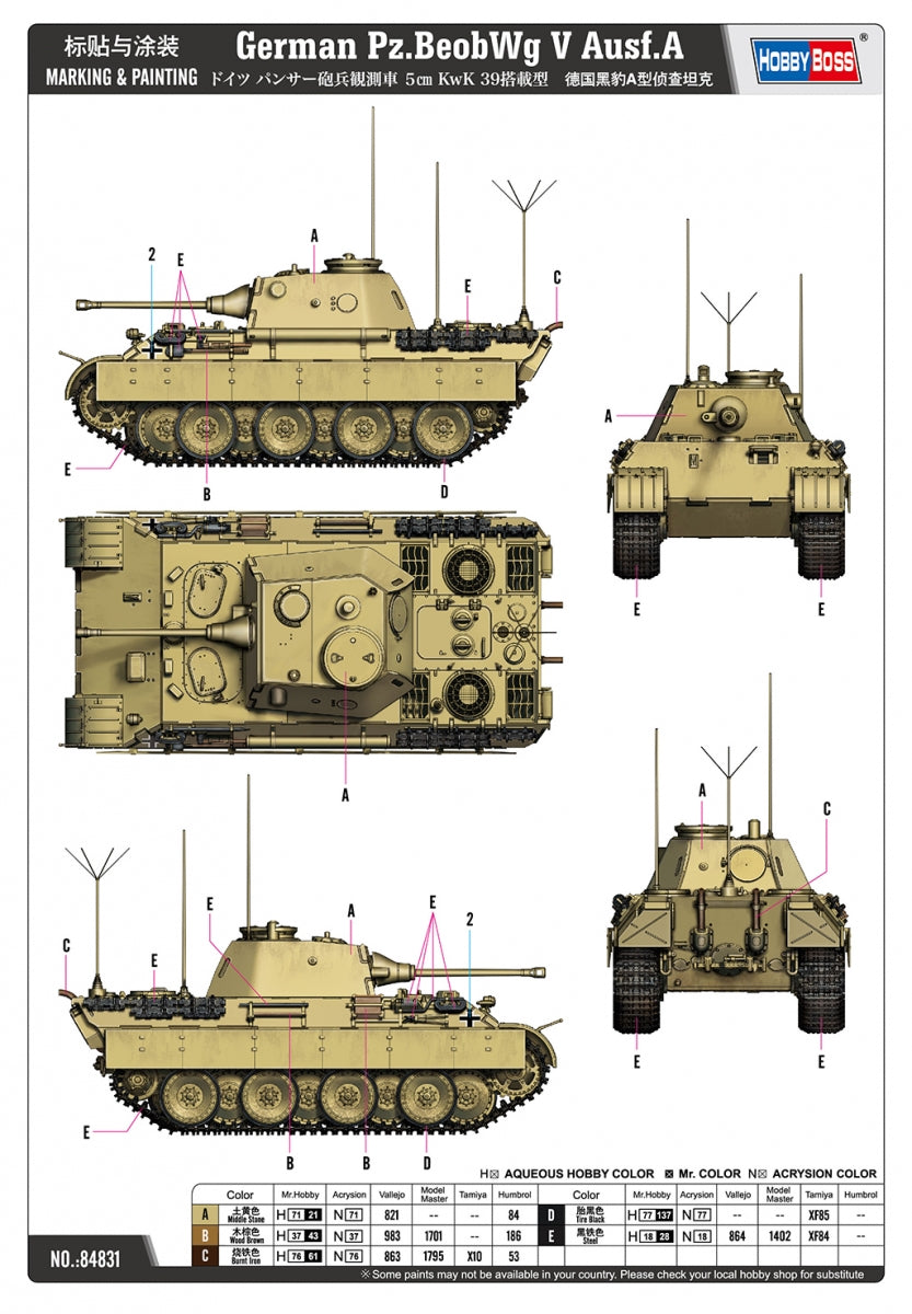 Hobby Boss 84831 German PzBeobWg V Ausf.A 1/48 – obrázek 4