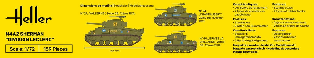 Heller 79894 M4A2 Sherman Division Leclerc deco.FR 1/72 – immagine 6