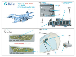 Quinta Studio QDS-72157 Su-34 3D-Printed colored Interior on decal paper (Trumpeter) (small version) 1/72 – image 2