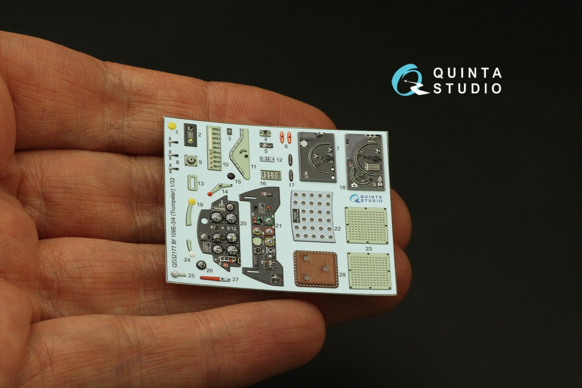 Quinta Studio QD32177 Bf 109E3/4 3D-Printed colored Interior on decal paper (Trumpeter) 1/32 – image 4