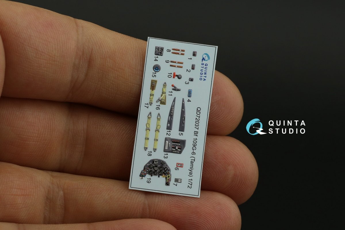 Quinta Studio QD72037 Bf 109 G-6 3D-Printed &amp;amp; colored Interior on decal paper (Tamiya) 1/72 – Bild 6