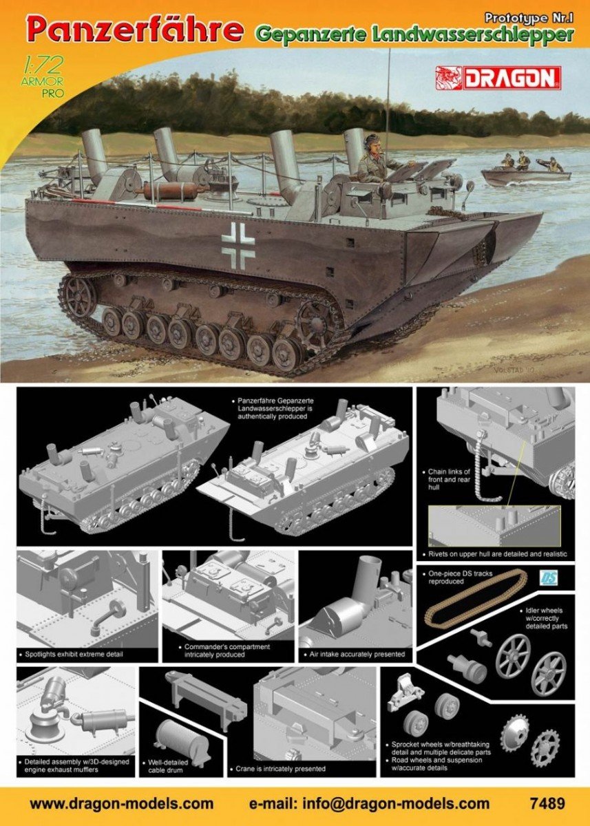 Dragon 7489 Panzerfahre Gepanzerte Landwasserschlepper Prototype N 1/72 – image 2