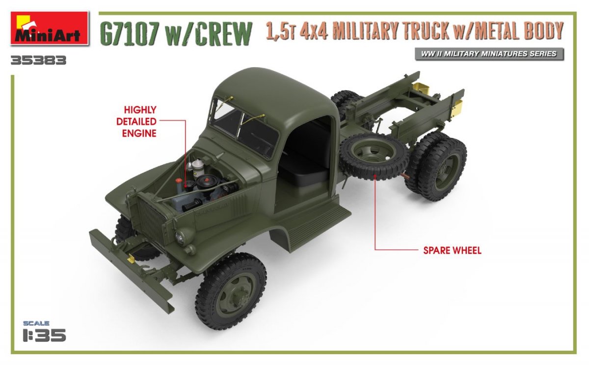MiniArt 35383 G7107 w/CREW 1.5t 4X4 CARGO TRUCK w/METAL BODY 1/35 – Bild 9