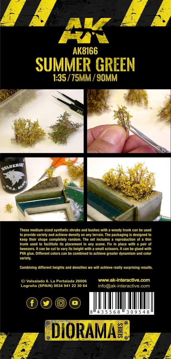 AK Interactive AK8166 SUMMER GREEN SHRUBBERIES 75MM / 90MM 1/35 – image 3